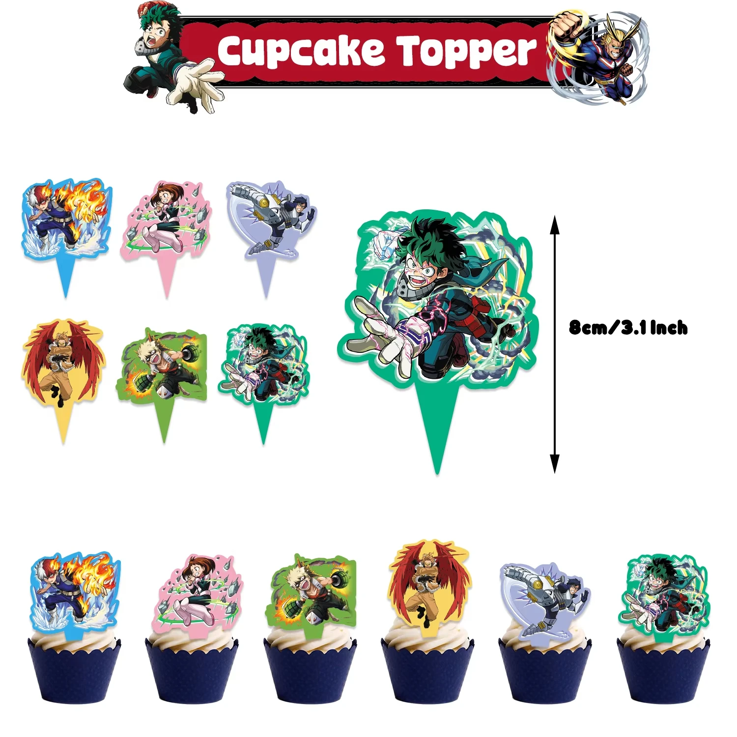 My Hero Academia Geburtstagsparty-Dekoration, Einweggeschirr, Tassenteller, Ballon-Hintergrund, Banner, Kinderbevorzugung, Babyparty-Zubehör – Detail 9