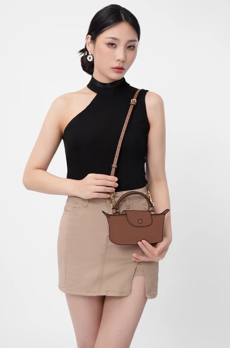 CRAZYSMITH Bag Transformation Bag Accessories for Longchamp Mini Bag Straps Punch-free Genuine Leather Shoulder Strap Crossbody