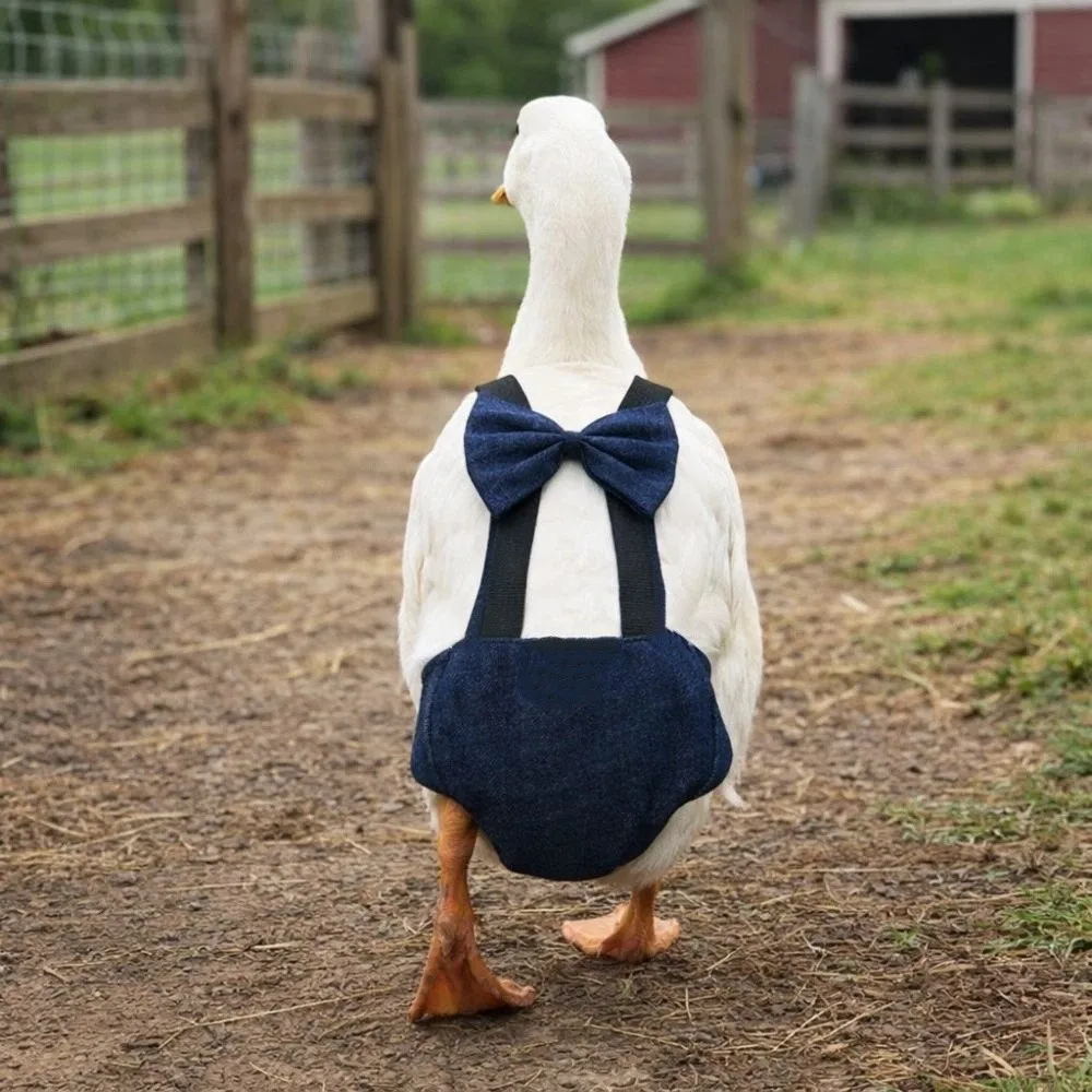 Adjustable Duck Diapers Elastic Band Bowknot Design Poultry Nappy Washable Breathable Chicken Physiological Pants Farm Pet