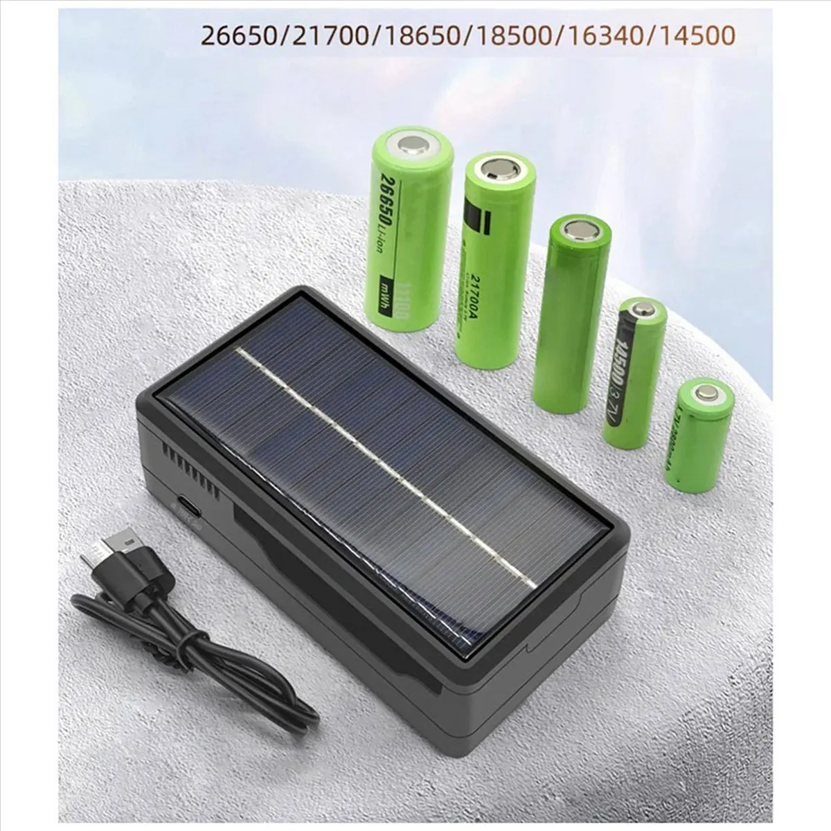 

A23PBG 2X 18650 Battery Charger Multi Munctional Solar Type C Intelligent Lithium Battery Holder for 18650 Battery Boxs