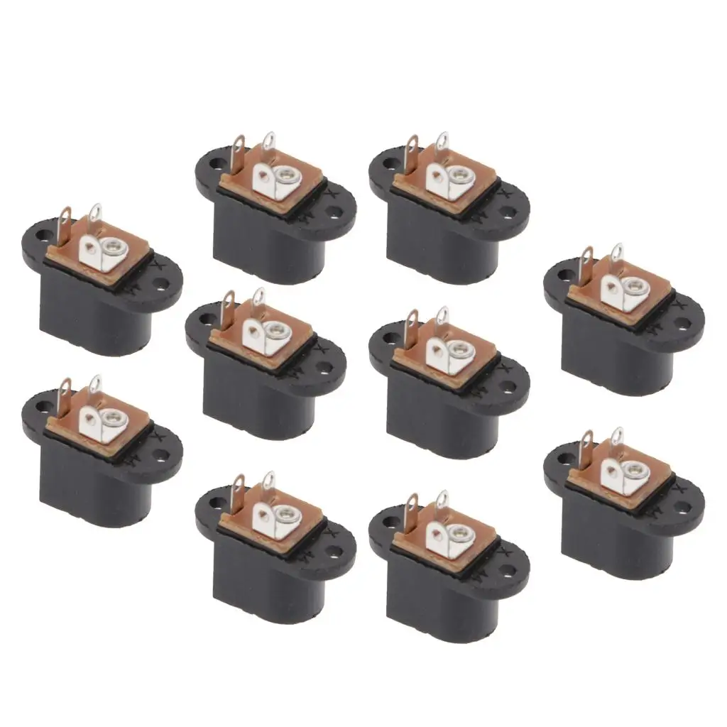 Fêmea DC Power Plug, Panel Mount Socket, 2,1x5,5 milímetros, 10 pcs