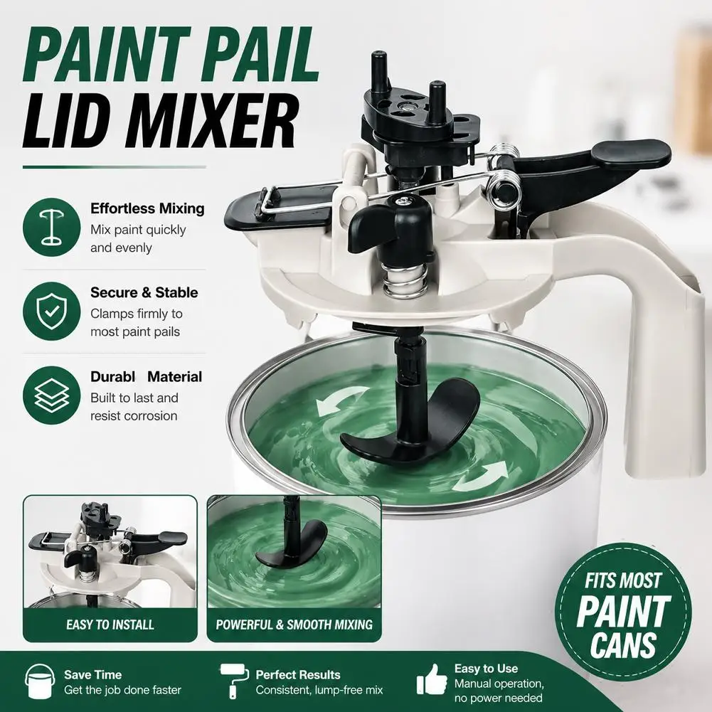 Hand Crank Paint Mixing Lid With Pour Spout Portable Paint Bucket Stirring Lid Mixer Attachment For 1L Paint Cans