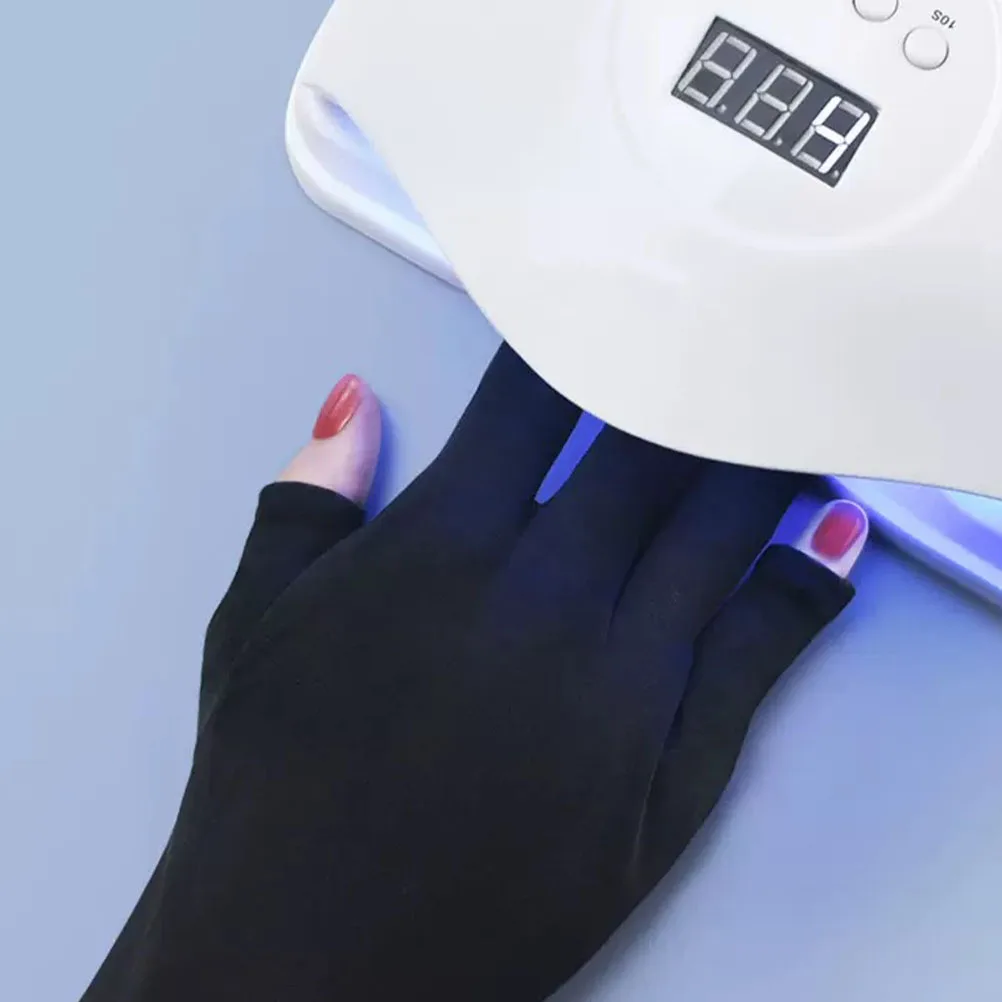 

2pcs 2Pairs Uv Lamp Hand Covers Anti-Uv Manicure Protective Gloves Stretchy Skin-Friendly Salon Nail Art Tools For Baking Light