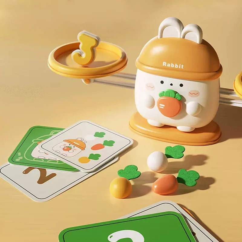 Montessori Math Toy Set para Crianças, Pull Cenoura, Balança Digital, Brinquedos Educativos para Aprendizagem, Presentes para Crianças, 1, 2, 3, 4