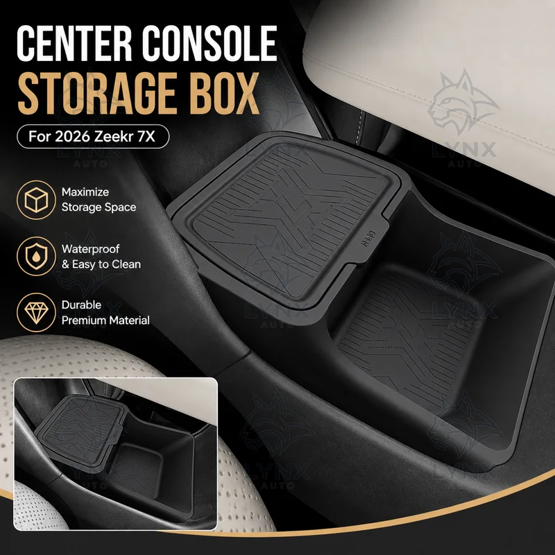 For 2026 Zeekr 7X Center Console Lower Storage Box with Lid Organizer Car Accessories Specific Modification Parts