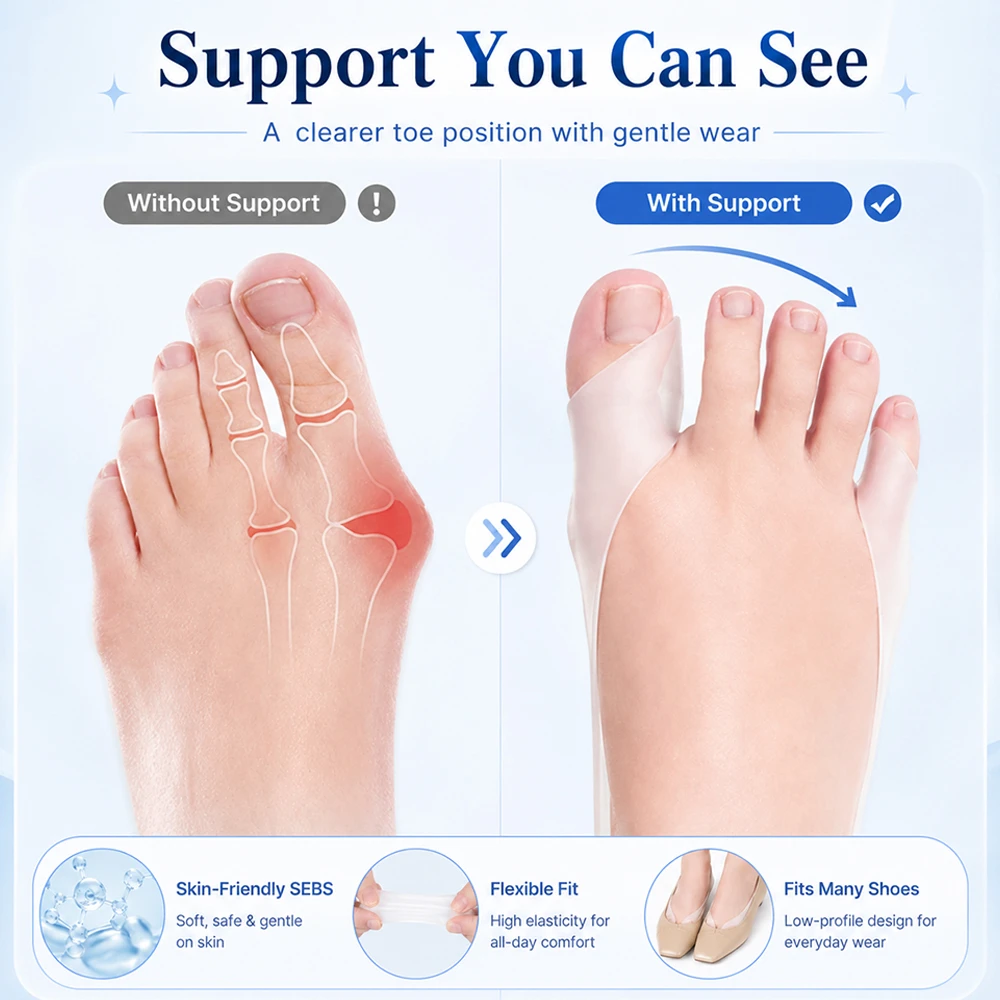 Daily Silicone Gel Foot Toe Separator Thumb Hallux Valgus Protector Bunion Adjuster Bicyclic Thumb Orthopedic Braces Correct