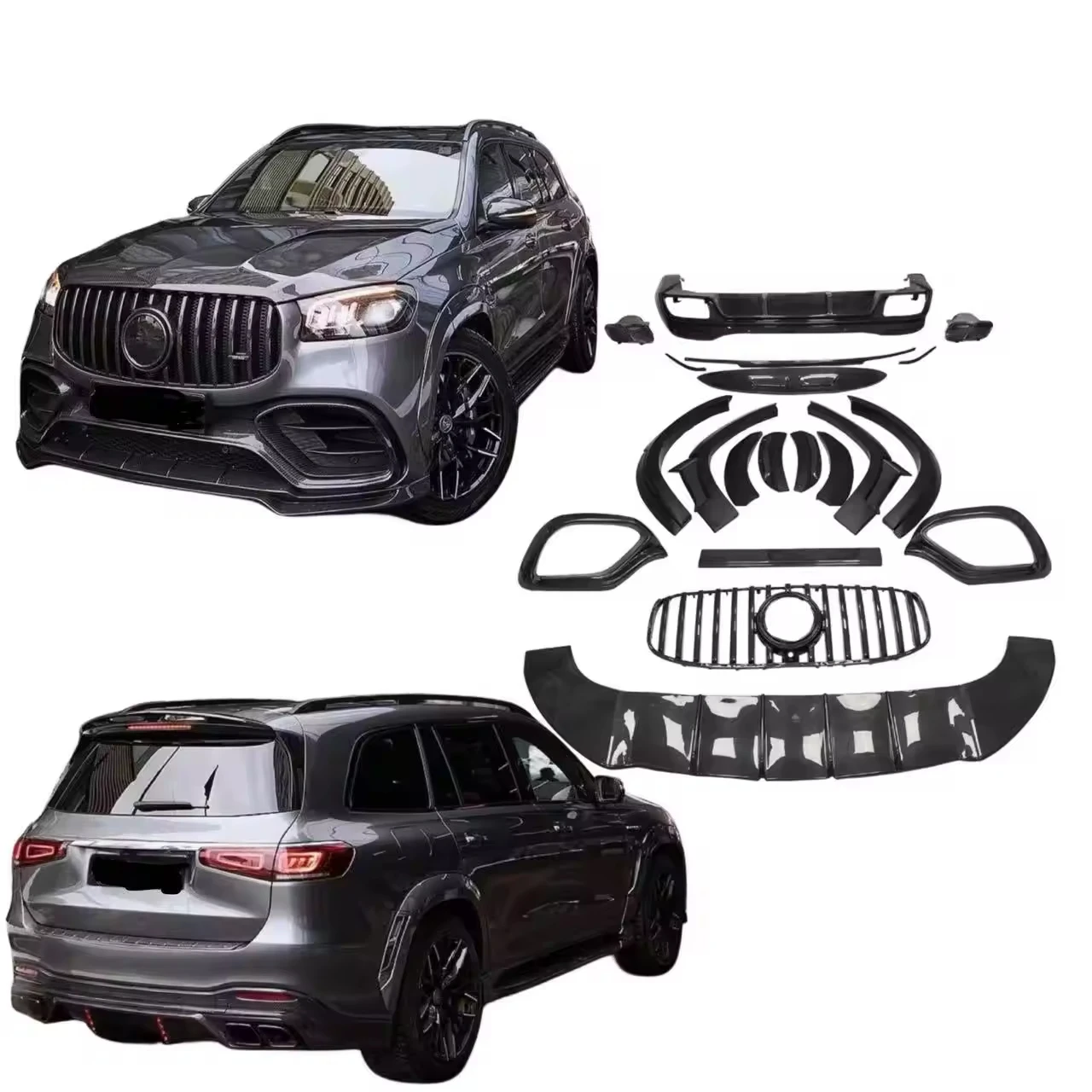 New High Quality Ld Style Carbon Fibre   75Changes  GLS 63  X167 Bumper Front Lip Rear Diffuser Spoiler