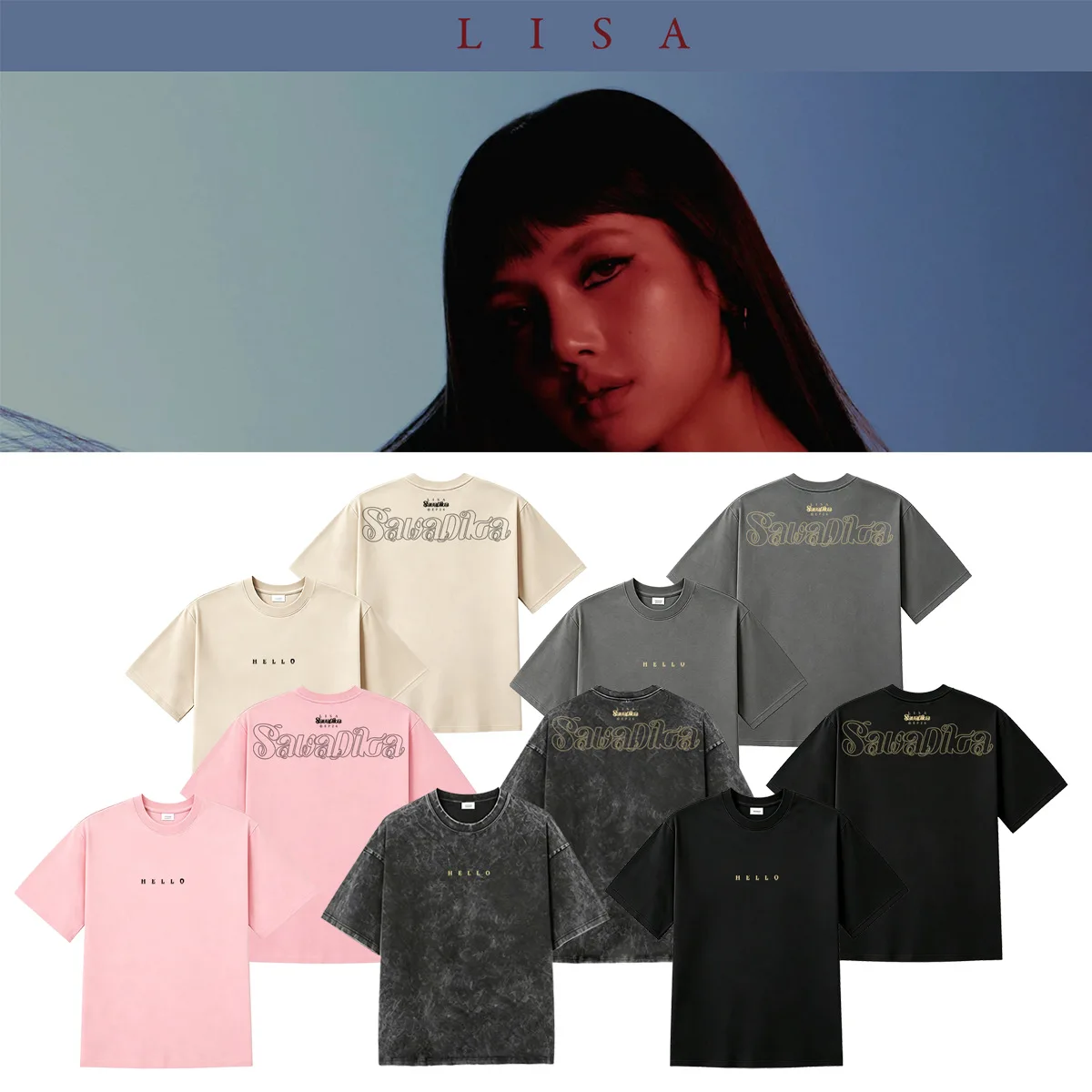 LISA fan Blink T-shirt washed and worn, multi-color printed T-shirt source factory wholesale Sawadika