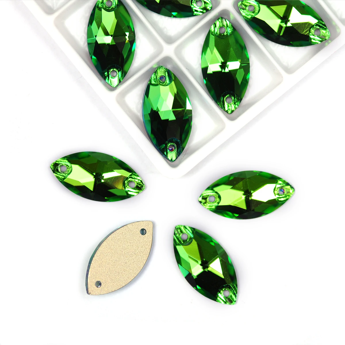 YANRUO Peridot Aufnähbare Strasssteine Grün Alle Formen Nähapplikation Kristall Tanzkleid DIY Edelsteine – Detail 9