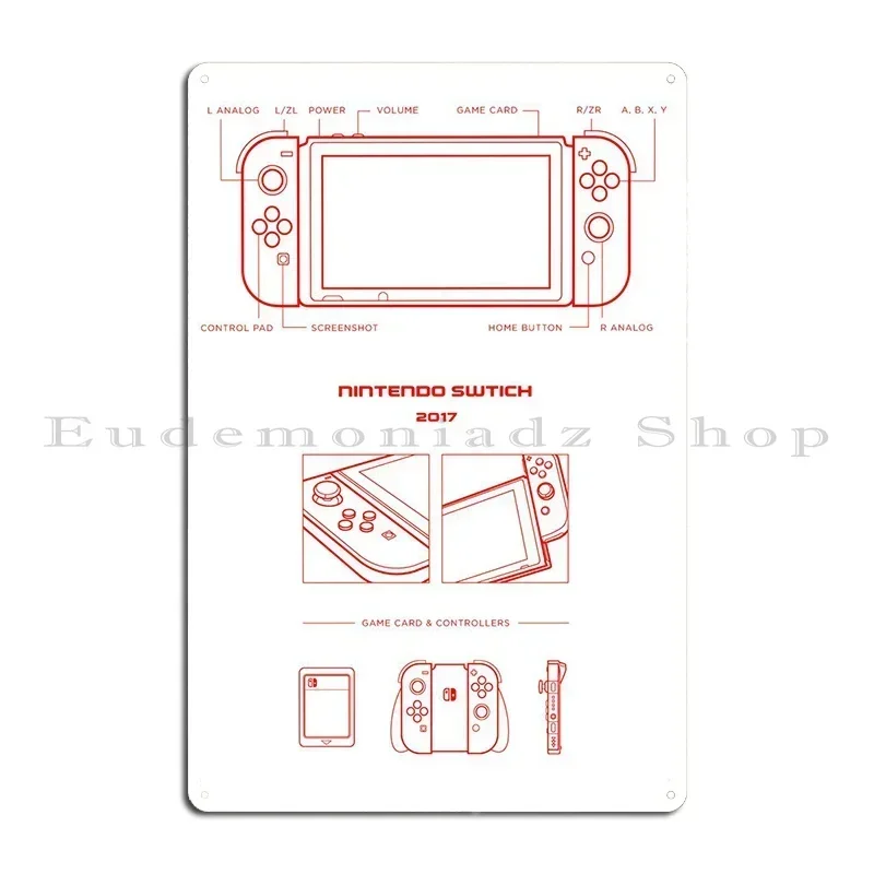 Switch Console Blueprint Metal Sign Party Personalized Garage Garage Funny Tin Sign Poster