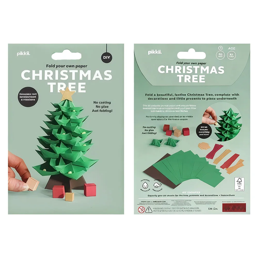 DIY Christmas Tree Origami Kit Handmade Paper Craft Set Holiday Decoration Gift for Kids and Adults Desktop Table Ornament
