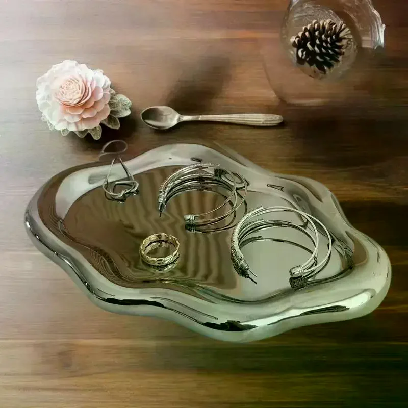 Simple Jewelry Storage Tray Creative Cloud Shapes Electroplated Jewelry Earrings Ring Display Desktop Dish For Women