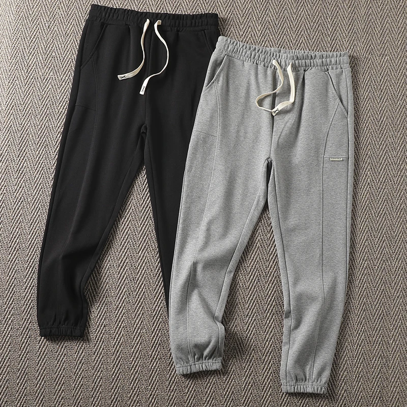 

Мужские повседневные хлопковые спортивные брюки в стиле ретро с отделкой, удобные универсальные джоггеры, длинные прямые брюки для отдыха