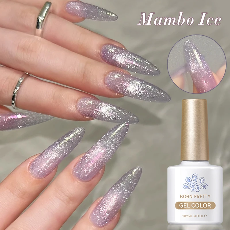BORN PRETTY 10ml Reflective Glitter Cat Magnetic Nail Gel Polish Shine Silver Purple Pink Semi permanent Soak Off UV Varnish Gel