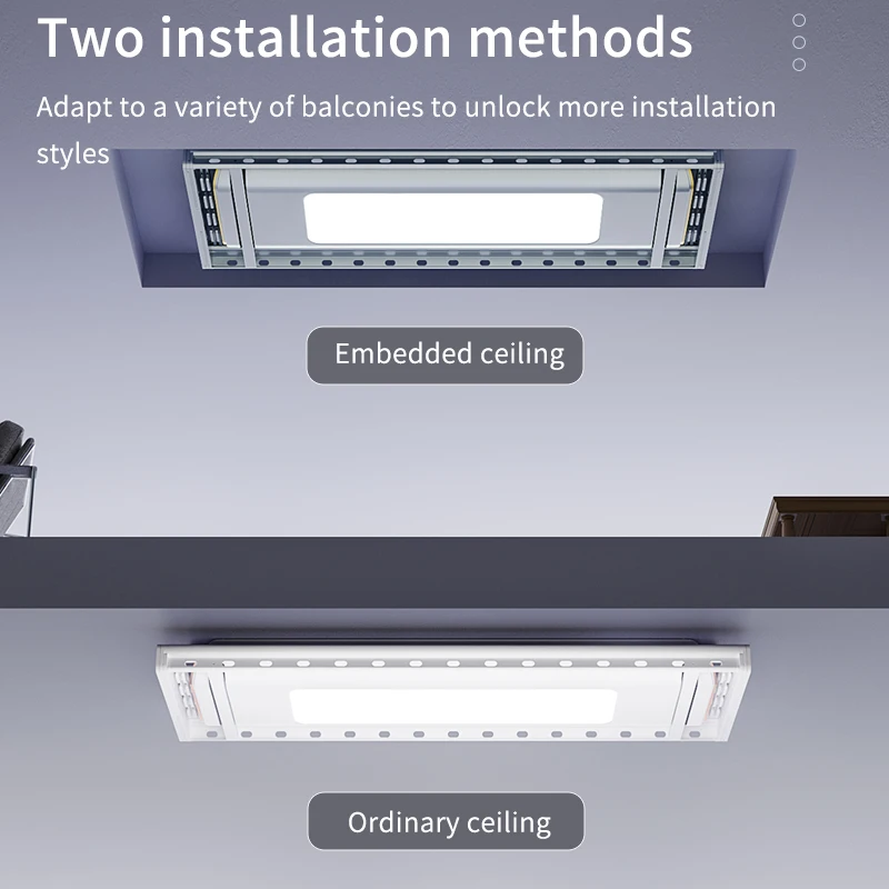 Smart Electric Ceiling-Mounted Balcony Clothes Drying Rack 45kg Automatic Lifting  Remote Control Telescopic Aluminum view 3