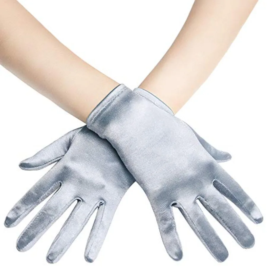 BABEYOND Short Satin Gloves for Women - Silk Opera Wedding Bridal Gloves Tea Party Banquet Costume 1920s Flapper Accessories