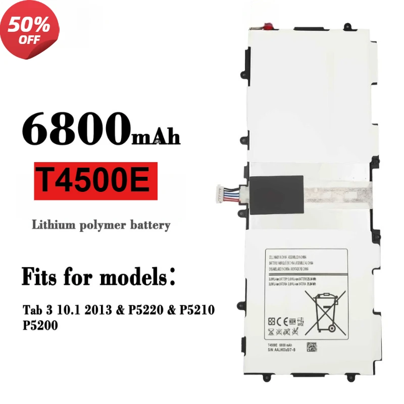 

6800mAh Battery For Samsung Galaxy Tab 3 10.1, P5200, P5220, P5210, T4500E, T4500C, T4500K