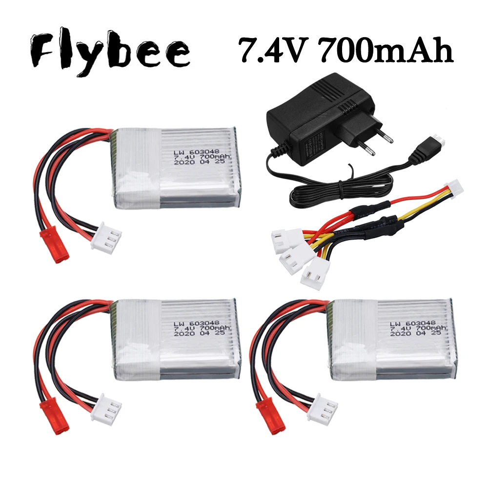 ( JST plug ) 7.4V 700mAh Lipo Battery + Charger 2S For MJXRC X600 F46 X601H JXD391V RC Quadcopter Helicopter Toys Spare Parts