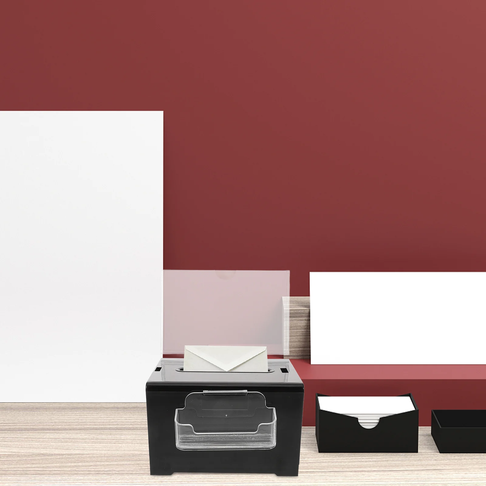 صندوق التصويت من الأكريليك، مجموعة تبرع الاقتراع الواضحة، صندوق تخزين بطاقات العمل النقدية مع قفل لـ #4