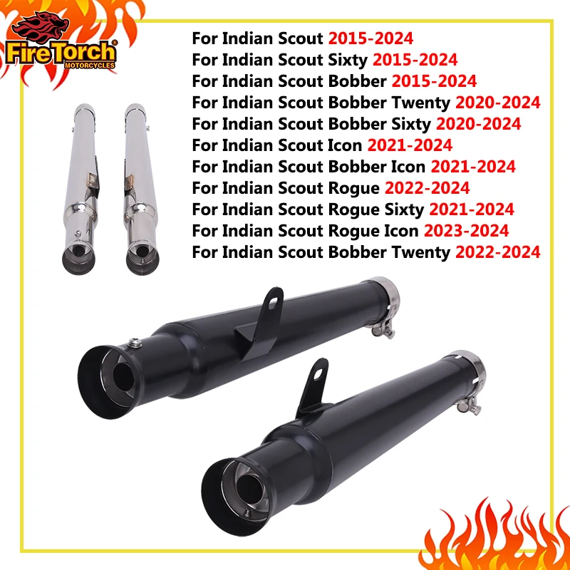 Sistema de escape doble para motocicleta Indian Scout Bobber Twenty Rogue Sixty Rogue Icon 2015-2024