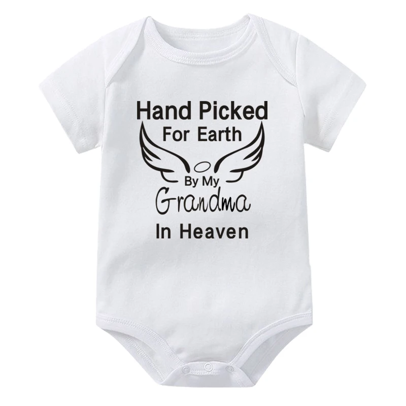 Hand Picked for Earth By My Grandpa/grandma In Heaven Baby Bodysuit Romper Summer Short Sleeve Jumpsuit Ropa