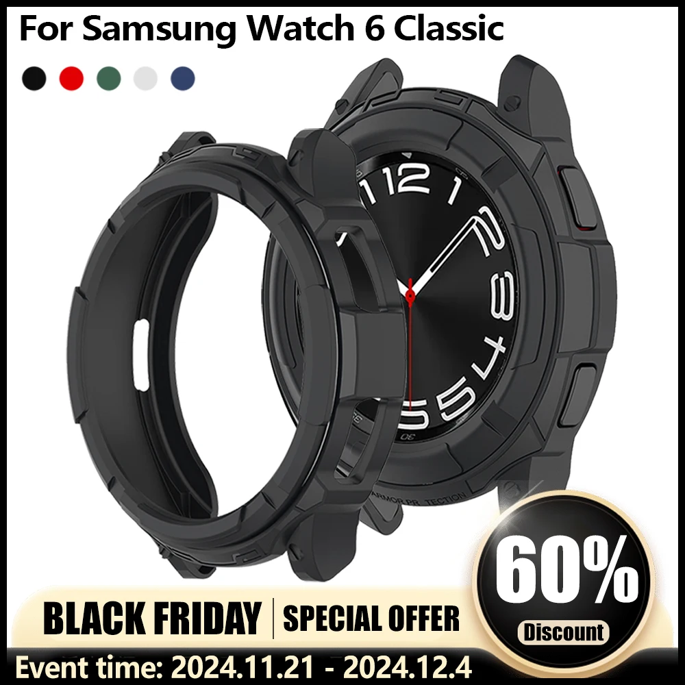 Watch Case Cover for Samsung Galaxy Watch 6 Classic 43mm 47mm Case Soft TPU Hollow Frame Bumper Fall Prevention Armor Protective