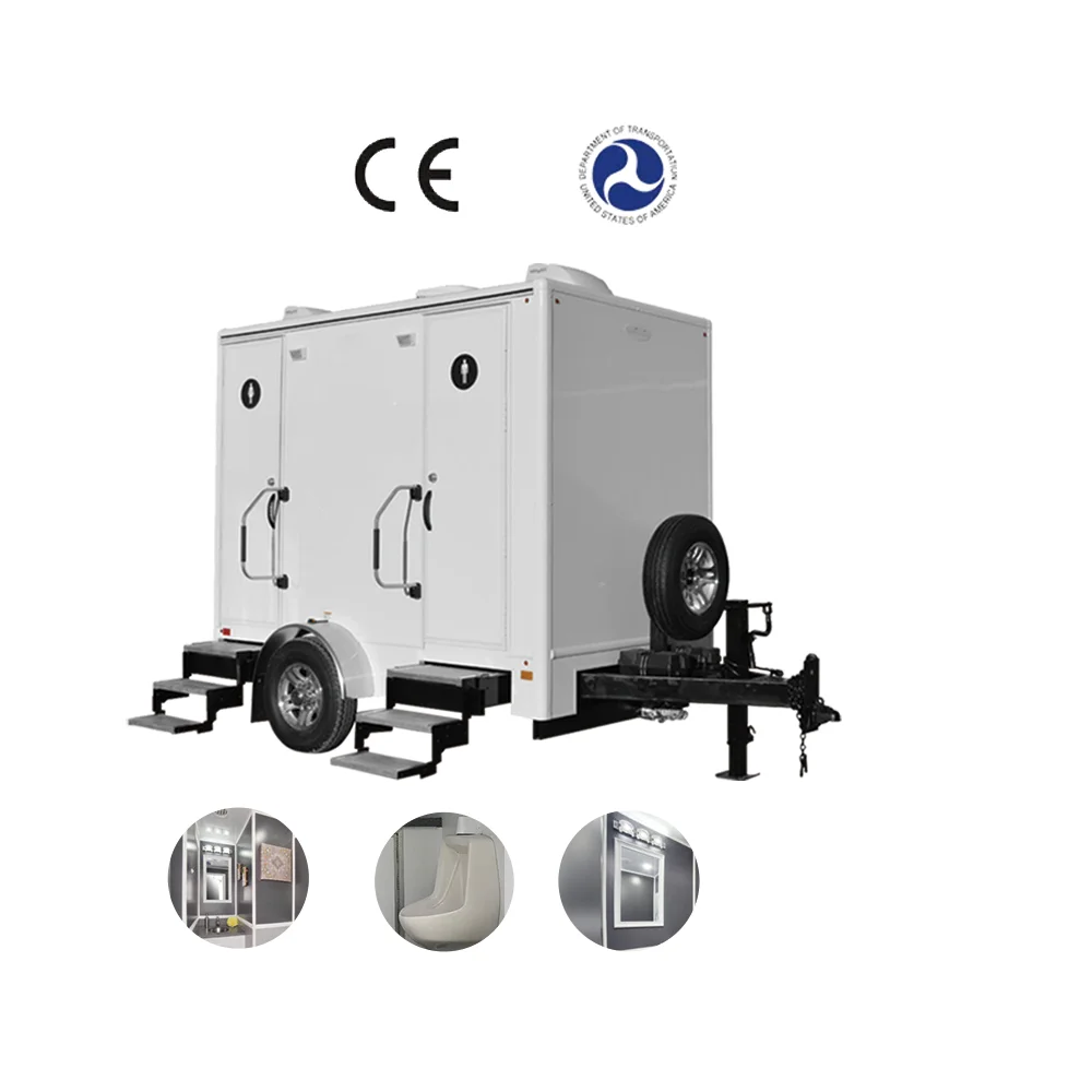 Camión móvil prefabricado modificado para requisitos particulares al aire libre del remolque del cuarto de baño del baño de los inodoros de lujo con la ducha