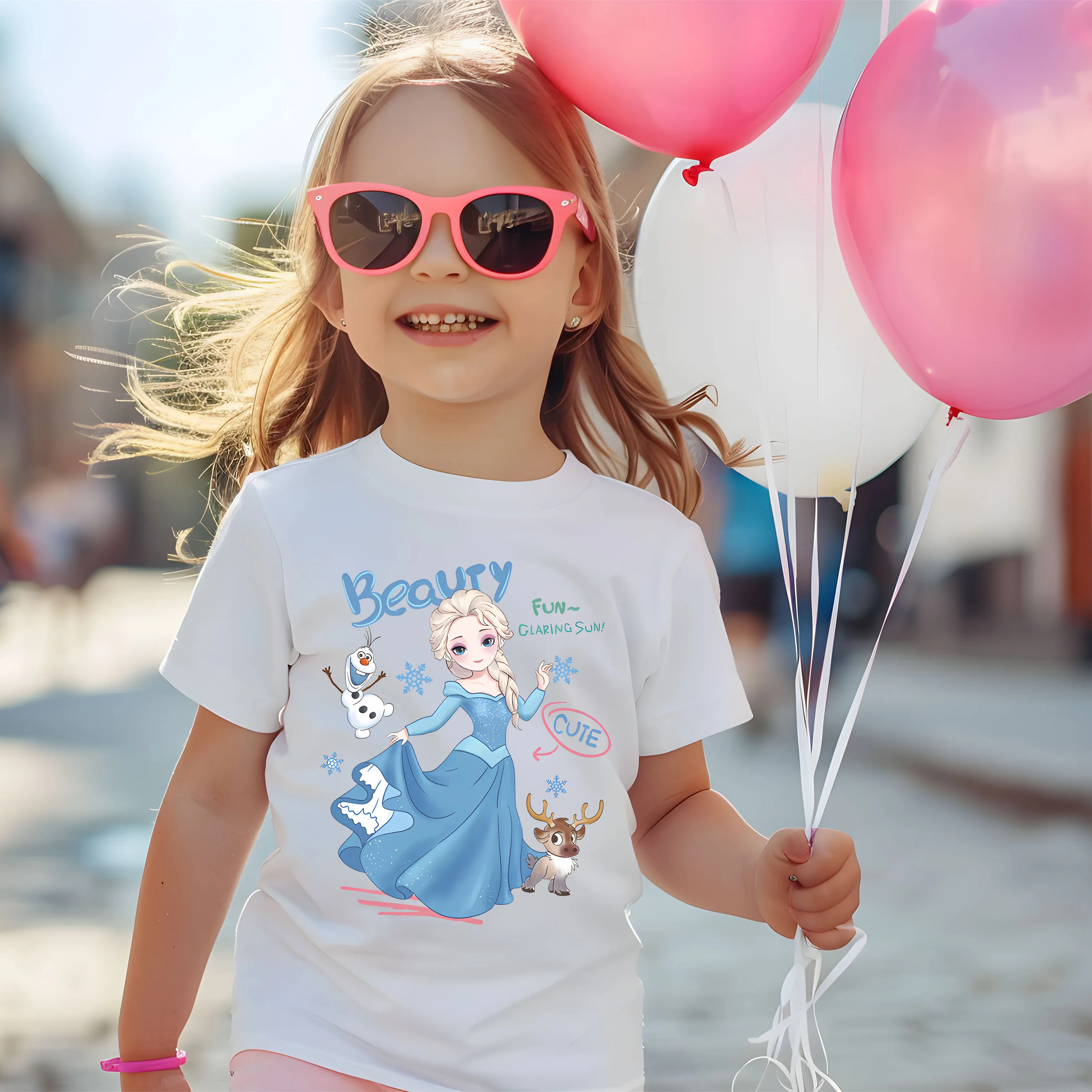 

Princess Series Elsa 100% Cotton Children’s Base Clothe Boy/Girl Comfortable T-shirt Outdoor O-neck Short Sleeve T-shirt
