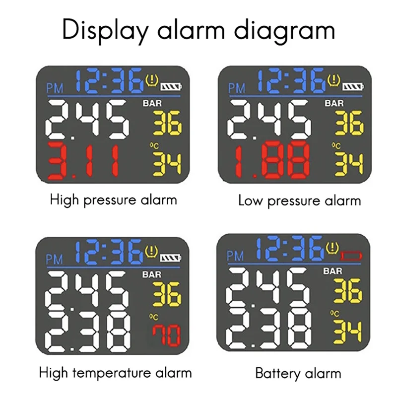 3X Waterproof Motorcycle Real Time Tire Pressure Monitoring System External Sensor Wireless LCD Display Moto TPMS