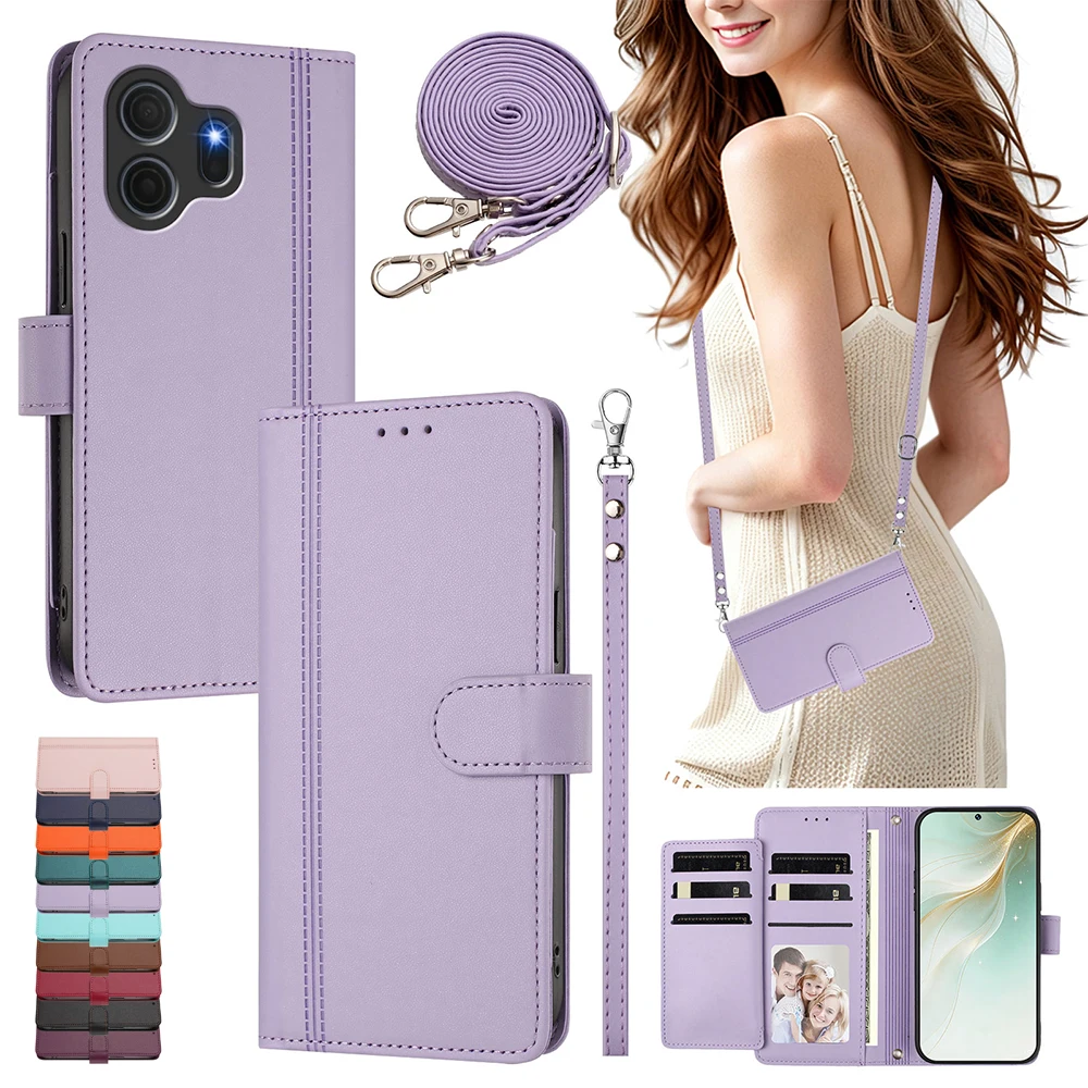 Funda práctica con ranura para tarjetas para TCL K70 Power 503 502 501 408 406 406S 405 403 K23 K24 K32 K33, funda cruzada con cordón para teléfono