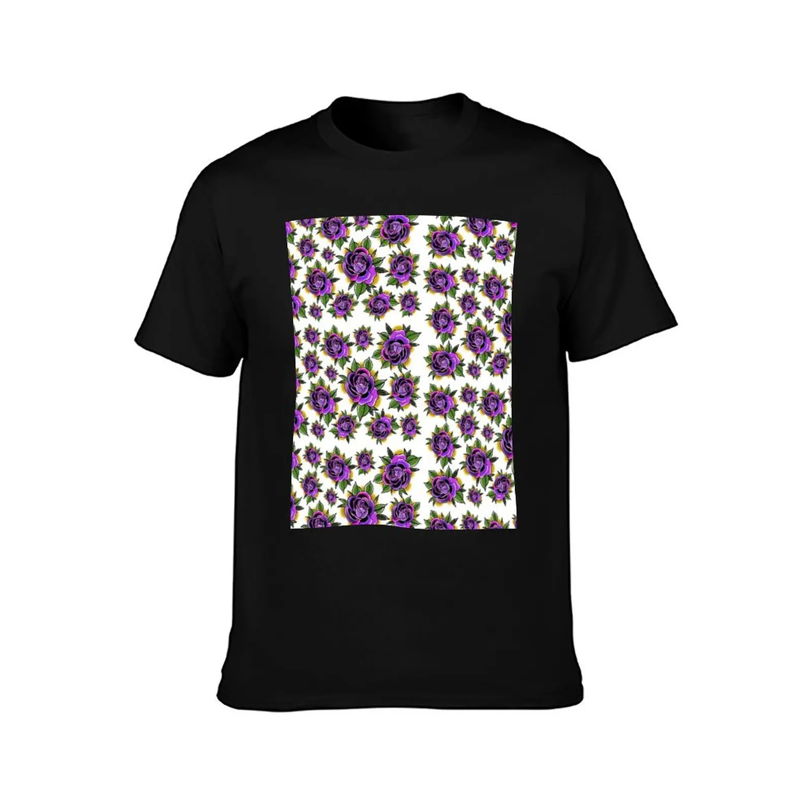 Continuous Purple Rose T-Shirt Comfort Stretch Tee Shirt T-Shirt