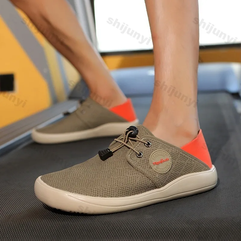 2025 Spring New Barefoot Wide Head Fashion Trend Casual Sport Shoes Men's Fly Weave Breathable Comfortable Low Top Flat Sneakers