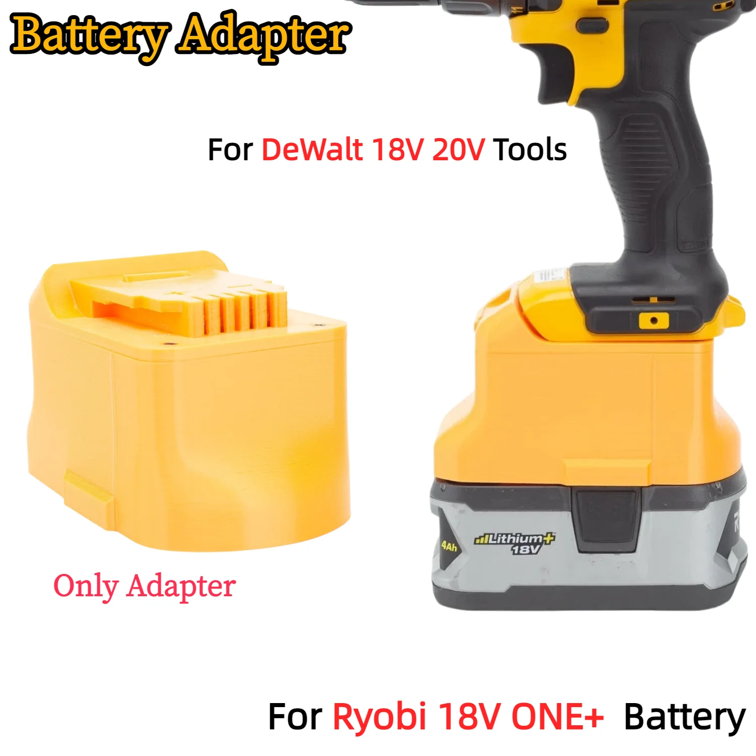 

Адаптер/преобразователь для литий-ионных аккумуляторов Ryobi 18V ONE+ для беспроводных электроинструментов DeWalt 18V 20V (только адаптер)