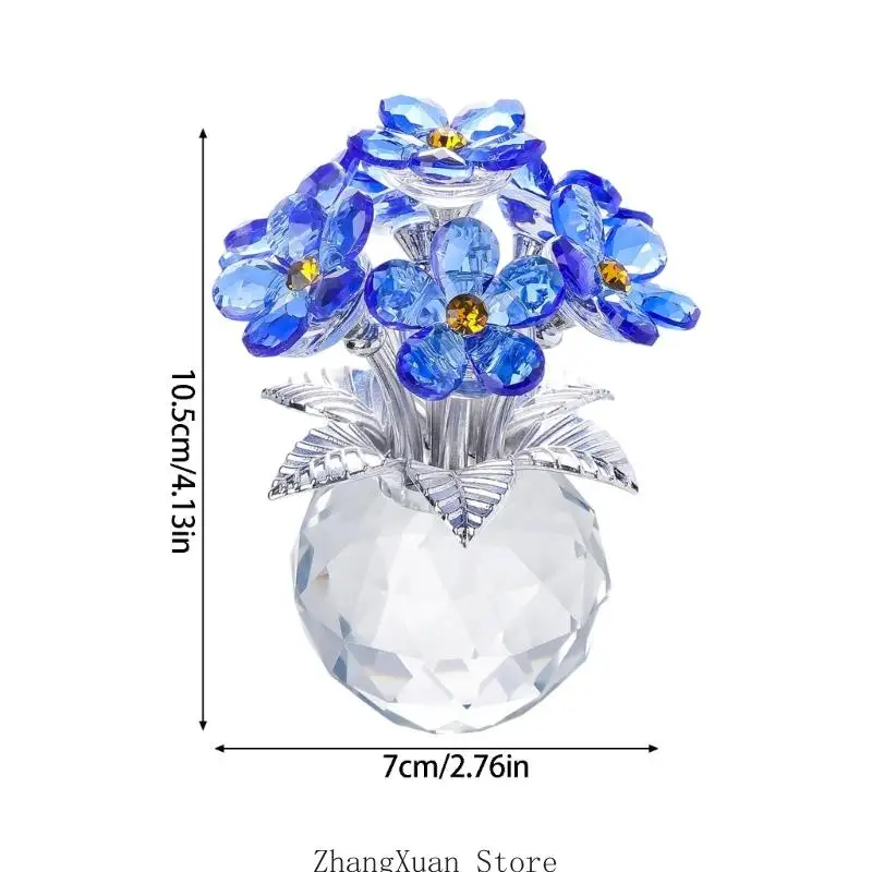 Attraktives mehrfarbiges Glas-Vergissmeinnicht-Arrangement, romantisches Geschenk, 10,5 3 x – Detail 6