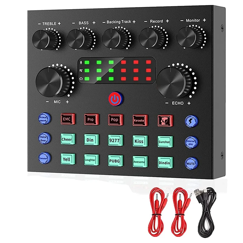 

A15R -V8S Live External Sound Card Voice Changer Sound Card With Multiple Sound Effects For Live Recording Home KTV Voice Chat