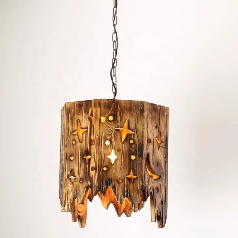 Handmade decorative wooden lampshade pendant light