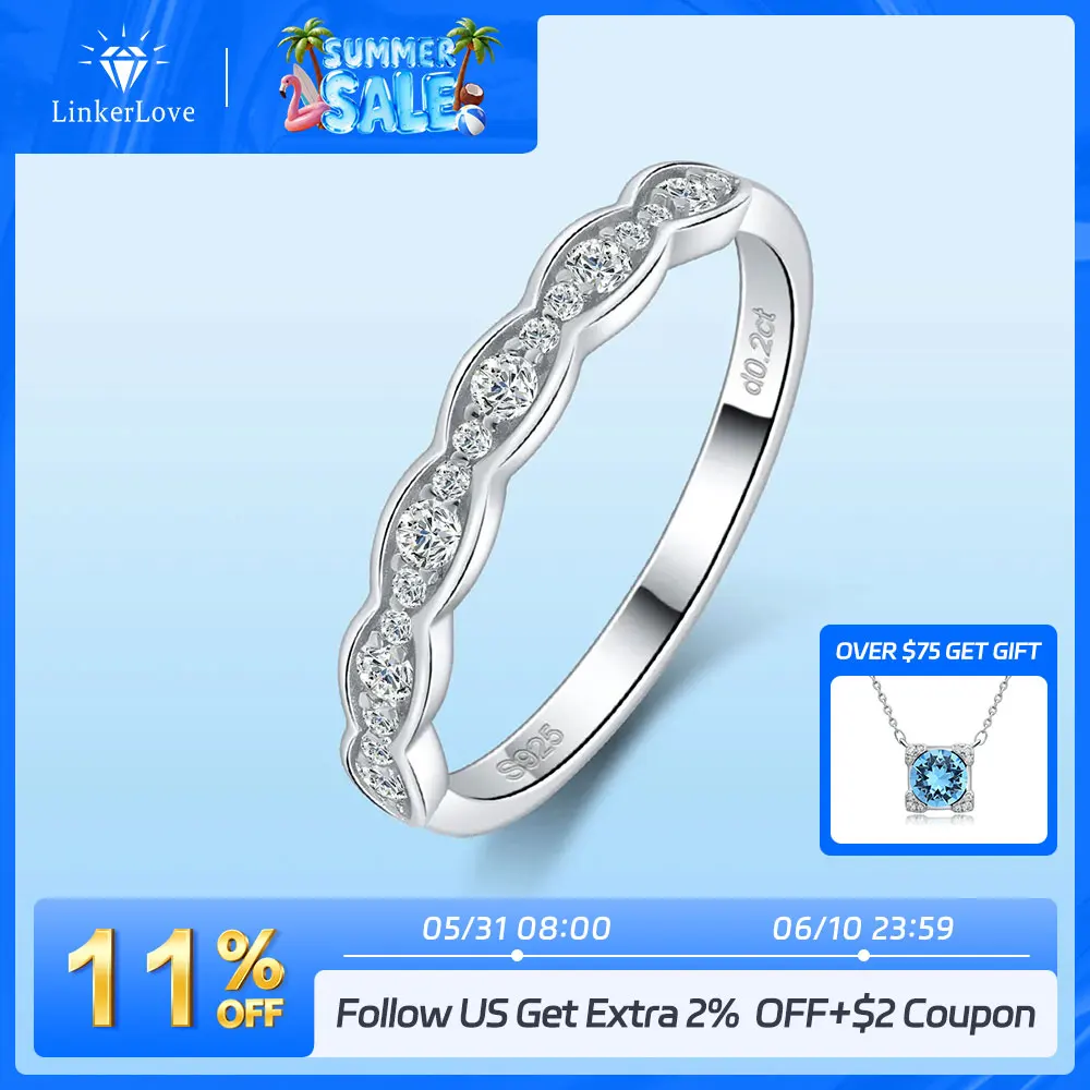 

LinkerLove Moissanite Wedding Band S925 Sterling Silver Marquise Cut Diamond Engagement Ring for Women Gold Plated Fine Jewelry