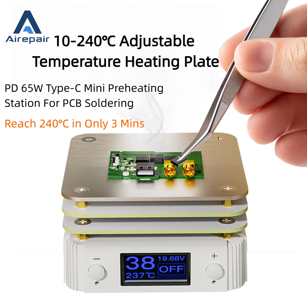 airepair-hp-65m-pd-65w-mini-piastra-riscaldante-digitale-10-240°c-tipo-c-stazione-di-preriscaldamento-a-temperatura-costante-per-riparazione-e-saldatura-di-chip-pcb