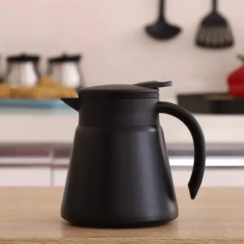 إبريق قهوة حراري من الفولاذ المقاوم للصدأ سعة 680 مل، أغطية ترمس مزدوجة الجدار للمنزل والمكتب والحفاظ على المشروبات الساخنة - أحمر وأسود وأبيض