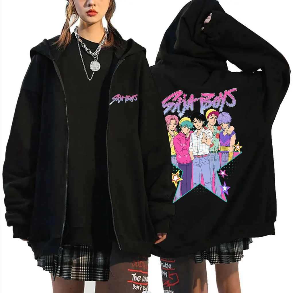 

Movie KPop Demon Hunters Saja Boys Zip Up Jacket Unisex Fleece Cotton Zipper Hoodie Men Women Fashion Casual Hoodies Fans Gift