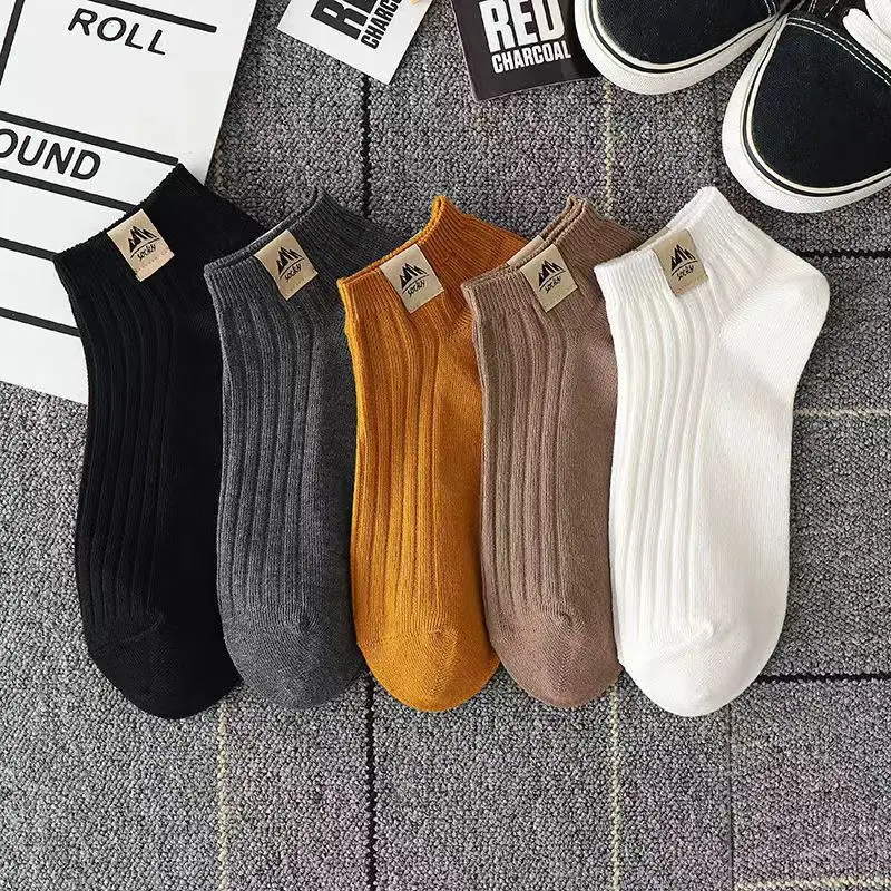5 Pairs Thin women socks Sports Breathable and Comfortable Letter Boat Socks Ins Fashion Sweat-absorbing Short Socks