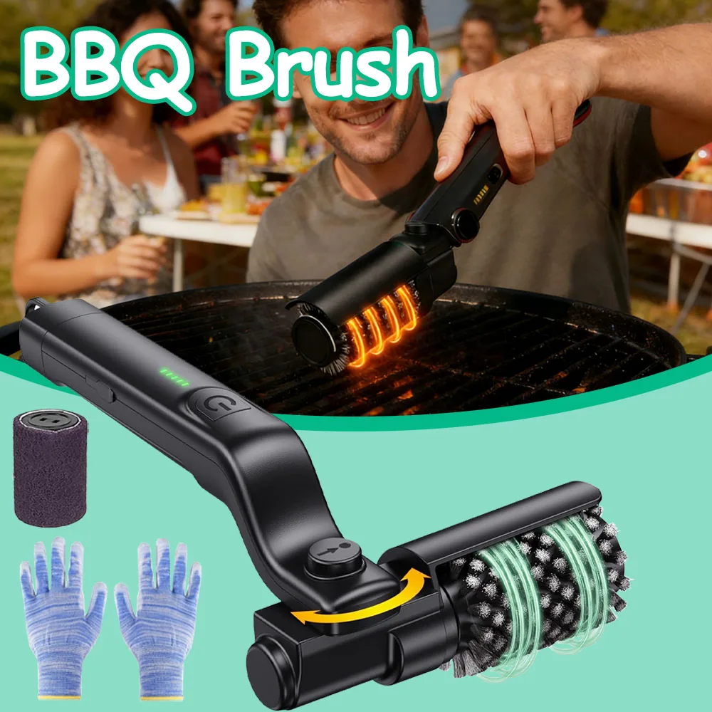 

Электрическая перезаряжаемая щетка для гриля, очиститель для уличного гриля, набор инструментов для чистки гриля из высокопрочной нержавеющей стали