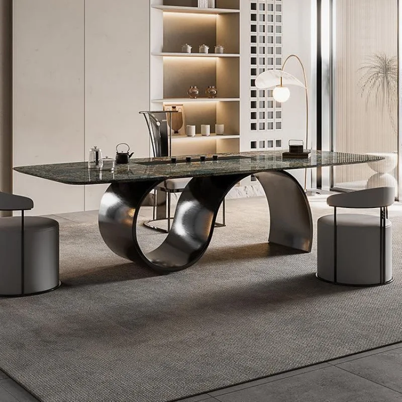 

Italian light luxury rock slab tea table Modern luxury stone high-end office tea table Leisure Kung Fu tea table