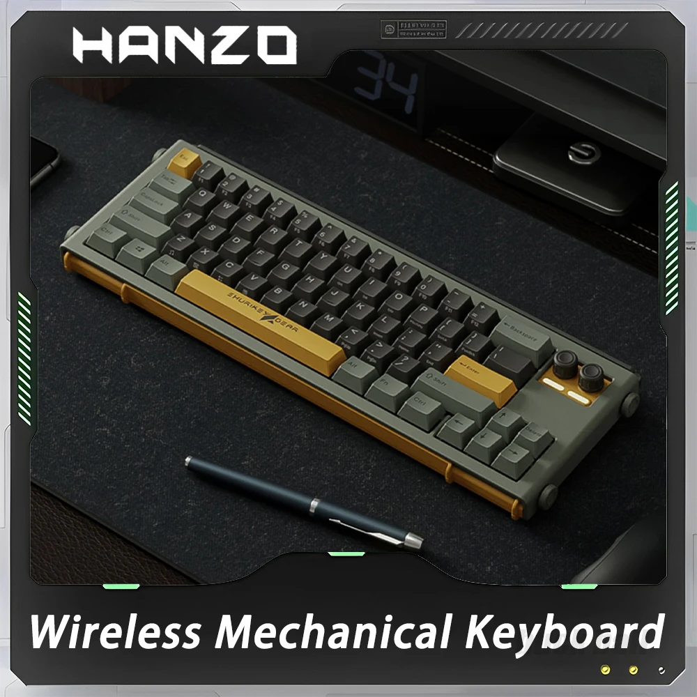 

Shurikey hanzo Mechanical Keyboard Two Multifunctional Knob Bluetooth Wireless Gaming Keyboard ABS Keycap Pc Gamer Mac Gifts