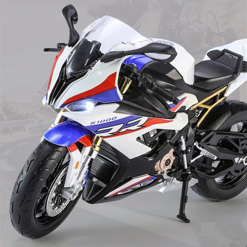 1/9 S1000RR Alloy Racing Motorcycle Diecasts Street Sports Motorcycle Model High Simulation With Light Collection Childrens Gift