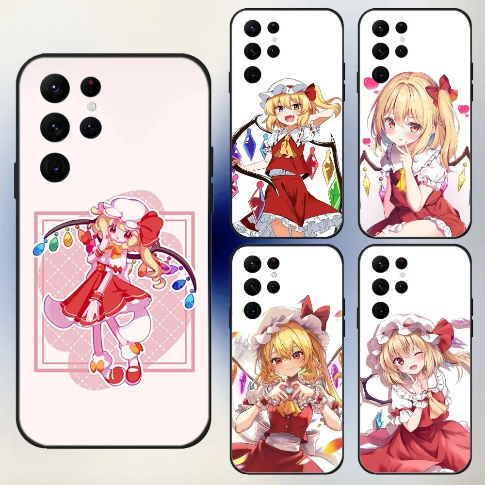 Flandre Scarlet TouHou Phone Case For Samsung S24,23,22,30,21,10,9,Ultra,Plus,Lite,FE,5G Black Soft Case