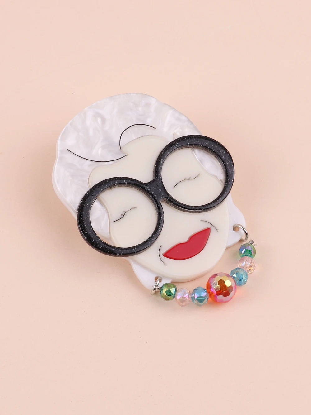 FishSheep Cute Celebrity Lady Figure Brooch for Women Acrylic Modern Granny Big Brooches Pins Fashion Clothing Accessories Gift