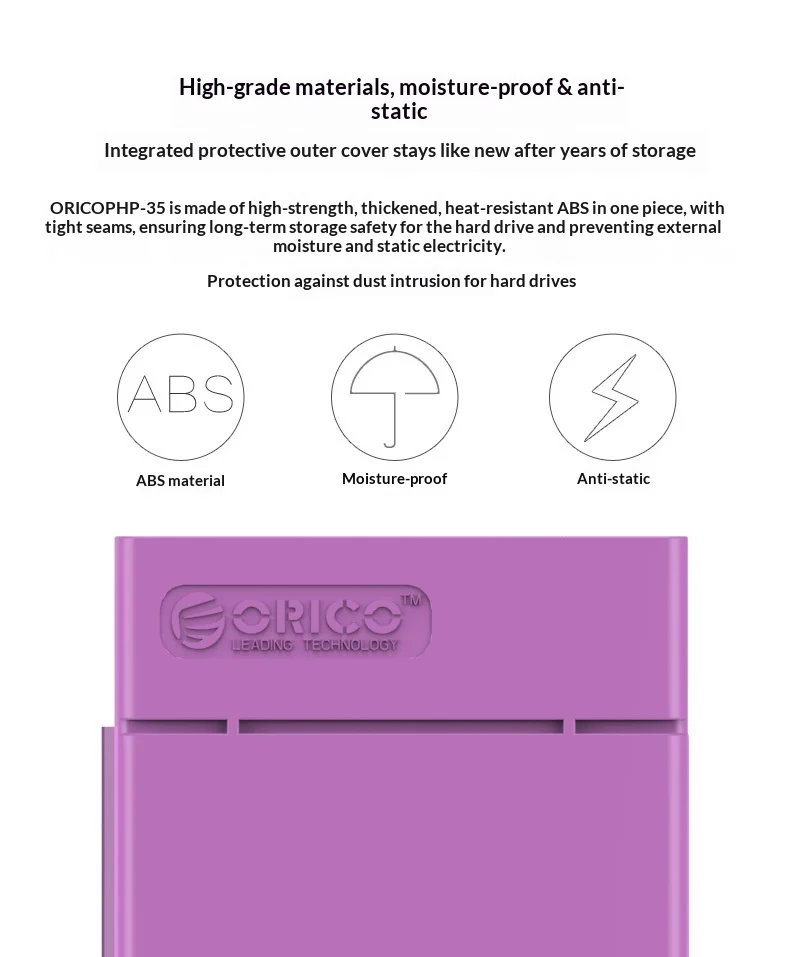 Orico PHP-35 Bunte 3,5-Zoll-Festplattenschutzhülle Stoßfeste PP-Box SATA Desktop-Festplattenschutzbox – Detail 2