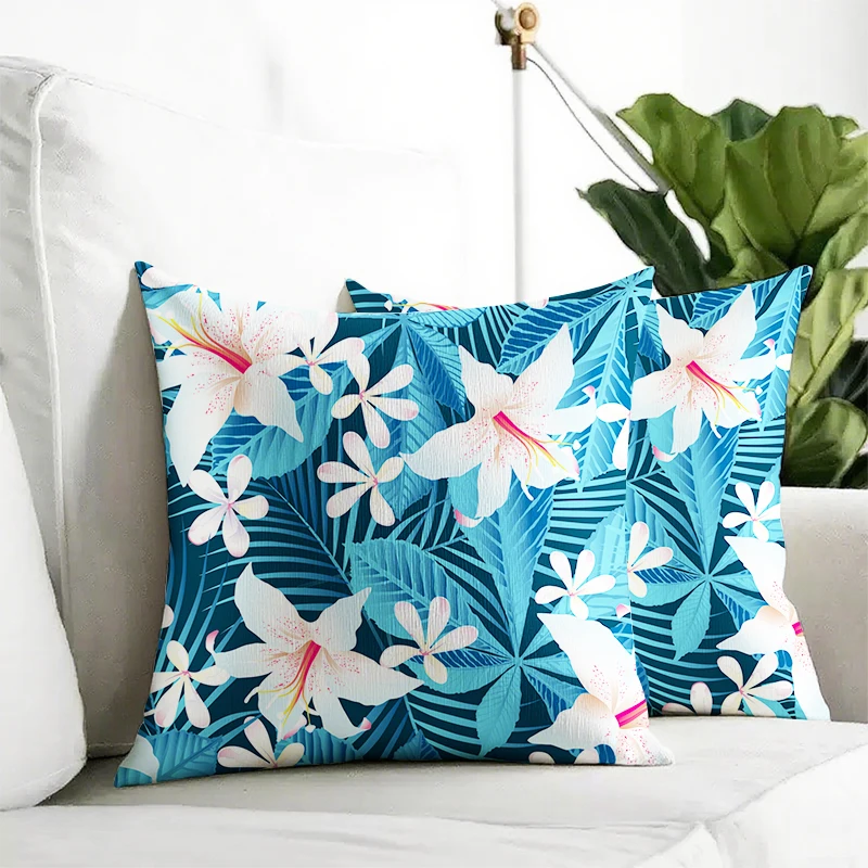 Stitch Flower Palm Square Pillowcase Art Style Bedroom Sofa Decorative Cushion Cover with Zipper Soft Cushion Customized Cover - Image 3