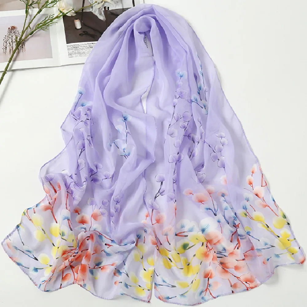 Printing Head Wrap Ladies Chiffon Scarf Silk Scarf Beach Shawl Summer Beach Sarong Scarf Voile Femme Musulman Hijab